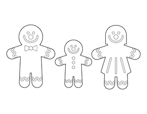 Gingerbread Parents and Kid Coloring Page