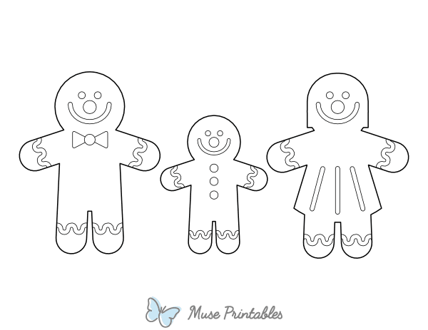 Gingerbread Parents and Kid Coloring Page