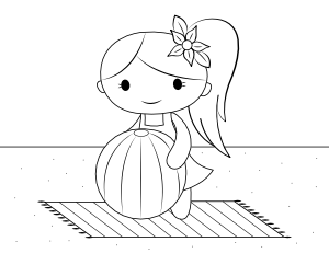Girl And Beach Ball Coloring Page