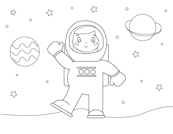 Girl Astronaut Coloring Page