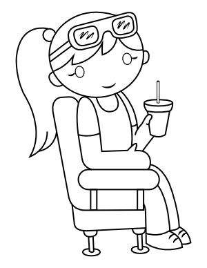 Girl At Theater Coloring Page