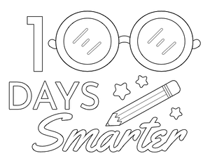 Glasses 100 Days Smarter Coloring Page