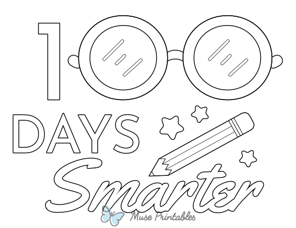 Glasses 100 Days Smarter Coloring Page