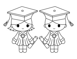 Graduating Boy and Girl Coloring Page