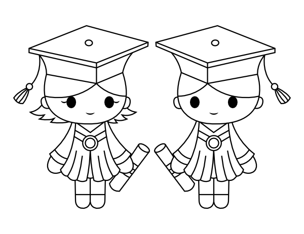 Graduating Boy and Girl Coloring Page