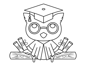 Graduating Owl Coloring Page