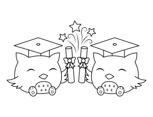 Graduating Owls Coloring Page