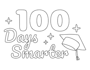 Graduation Cap 100 Days Smarter Coloring Page