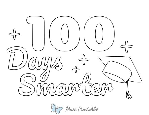 Graduation Cap 100 Days Smarter Coloring Page