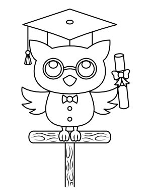 Graduation Owl On Perch Coloring Page