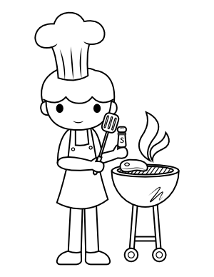 Grilling Man Coloring Page