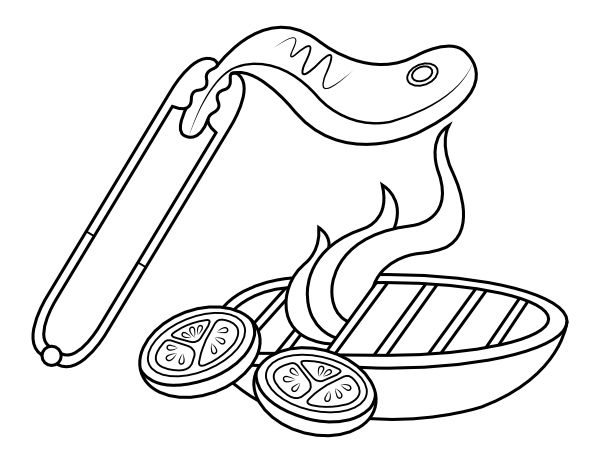 Grilling Meat Coloring Page