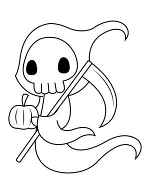 Grim Reaper and Pumpkin Coloring Page