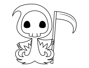 Grim Reaper and Scythe Coloring Page
