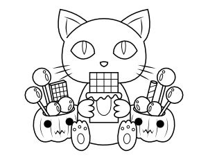 Halloween Cat Coloring Page