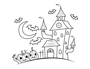 Halloween Scene Coloring Page