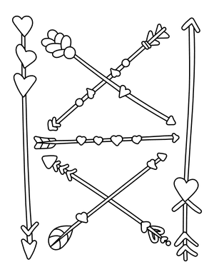 Hand-Drawn Heart Arrow Coloring Page