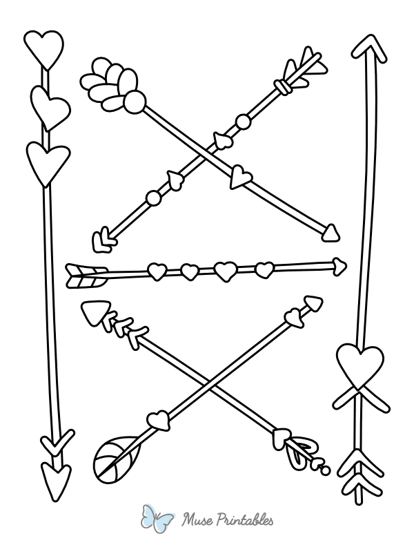 Hand-Drawn Heart Arrow Coloring Page