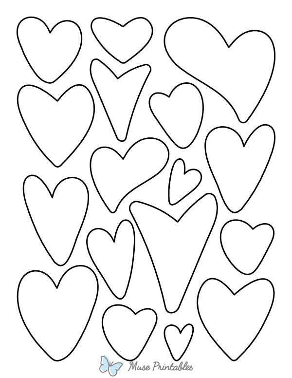 Hand-Drawn Hearts Coloring Page