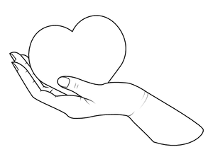 Hand Holding a Heart Coloring Page