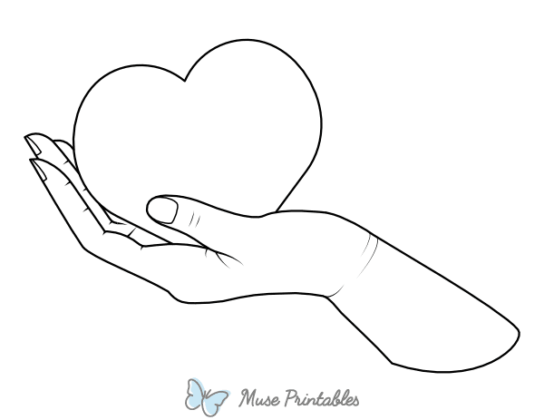 Hand Holding a Heart Coloring Page