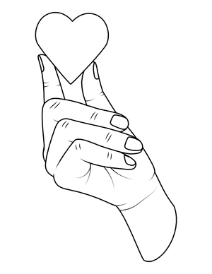 Hand Holding Heart Shape Coloring Page