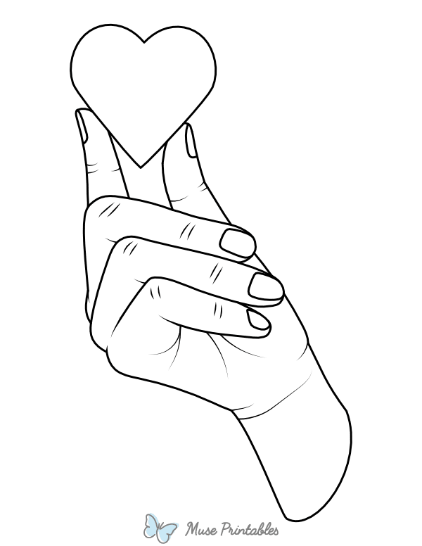 Hand Holding Heart Shape Coloring Page