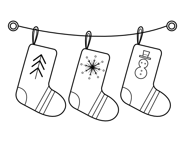 Hanging Christmas Stockings Coloring Page