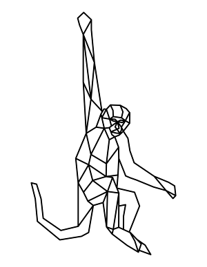 Hanging Geometric Monkey Coloring Page