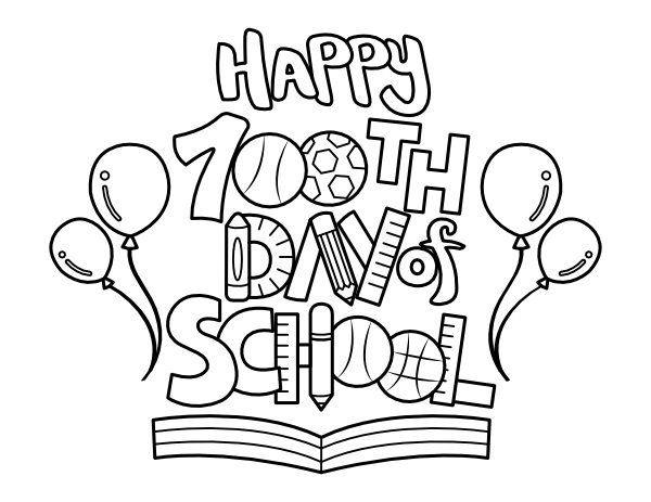 Happy 100th Day Of School Coloring Page