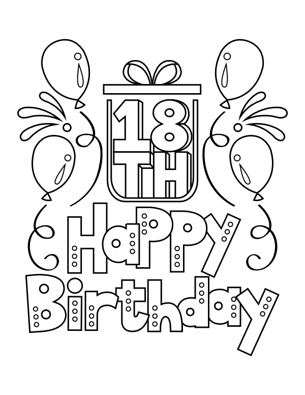 happy birthday balloon coloring page
