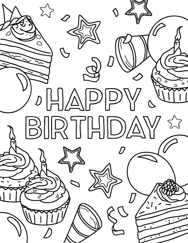 Happy Birthday Coloring Page