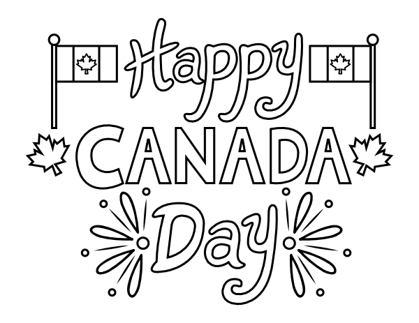 Printable Happy Canada Day Coloring Page