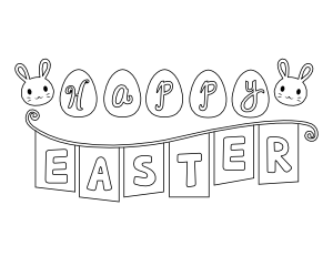 Happy Easter Banner Coloring Page