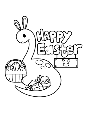 Happy Easter Brontosaurus Coloring Page