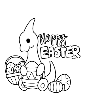 Happy Easter Dinosaur Coloring Page