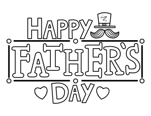 Happy Father's Day with Hearts Coloring Page