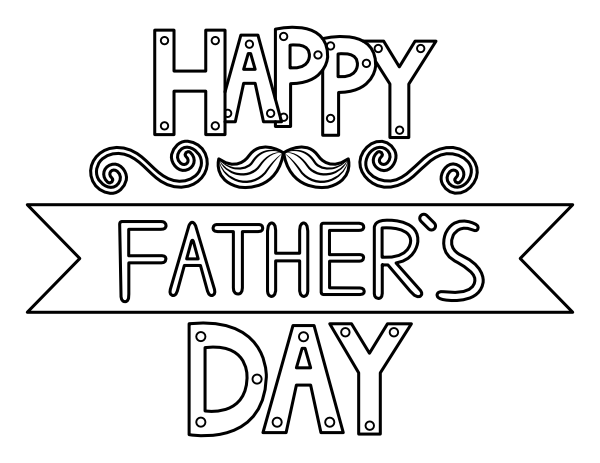 Happy Father's Day with Mustache Coloring Page