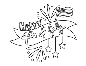 Happy Fourth Of July Banner Coloring Page