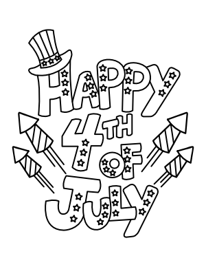 Happy Fourth Of July Coloring Page