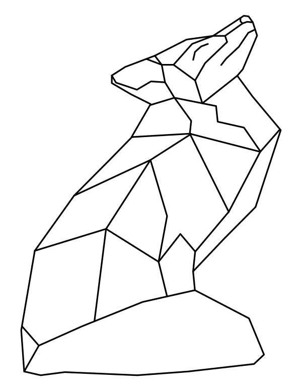 Happy Geometric Fox Coloring Page