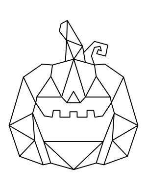 Happy Geometric Jack-o'-lantern Coloring Page