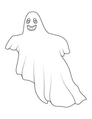 Happy Ghost With Teeth Coloring Page