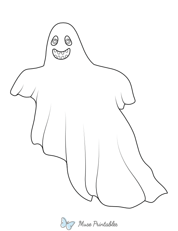 Happy Ghost With Teeth Coloring Page