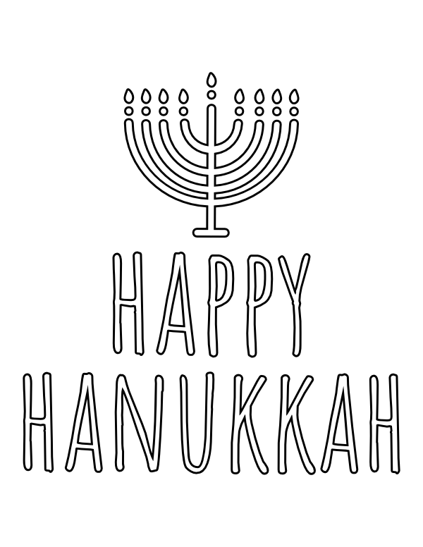 Happy Hanukkah With Menorah Coloring Page