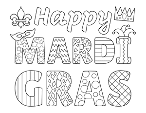 Happy Mardi Gras Coloring Page