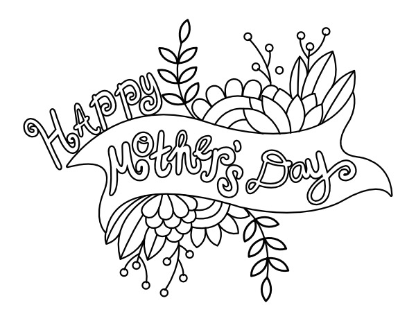 Happy Mother's Day Banner Coloring Page