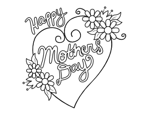 Happy Mother's Day Heart Coloring Page