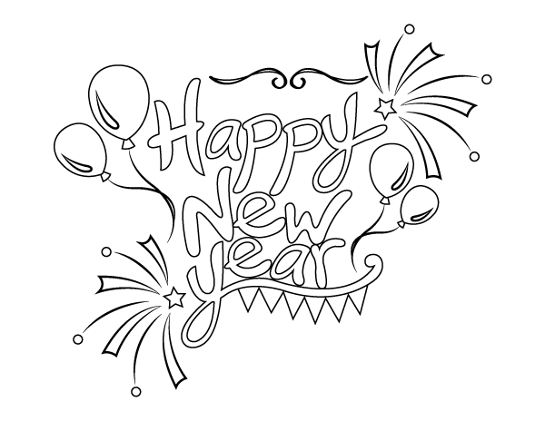 Hand drawing coloring page for kids and adults. Holiday greeting card Happy  New Year 2024. Beautiful drawing with patterns and small details. Children  Colouring book pictures. Vector 28537835 Vector Art at Vecteezy