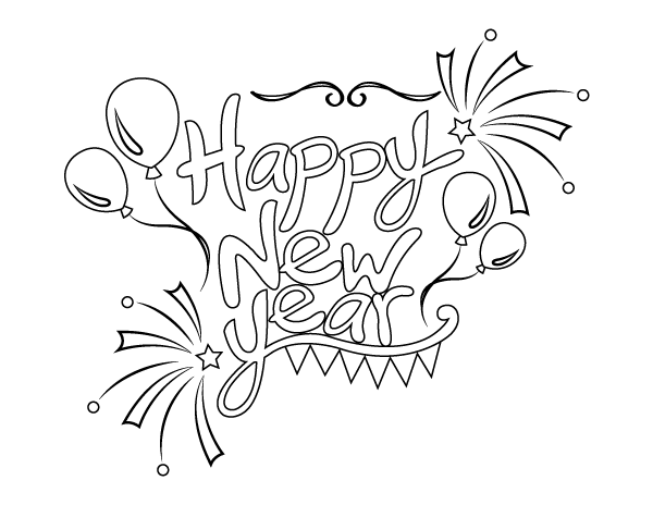 Printable Happy New Year Greeting Coloring Page Printable Happy New Year Greeting Coloring Page